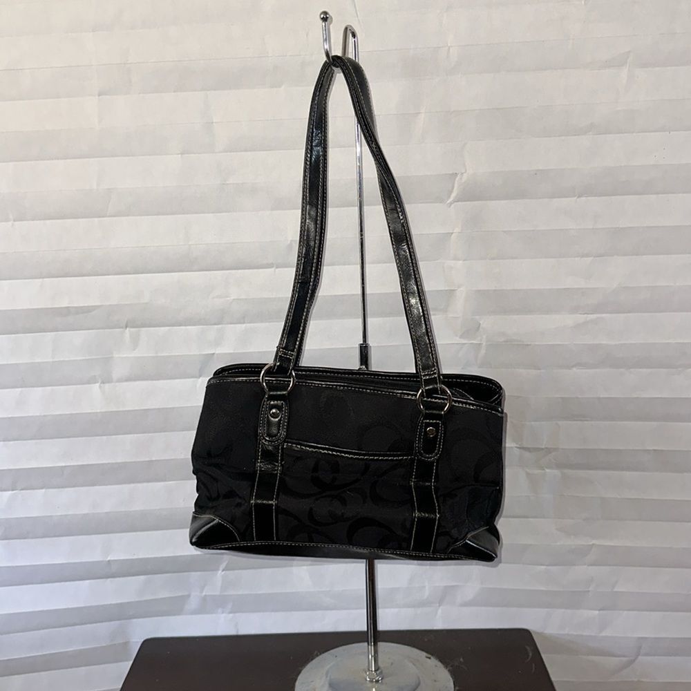 Women’s Black Multi Pocket Drop Handle Purse Handbag Tote Unbranded